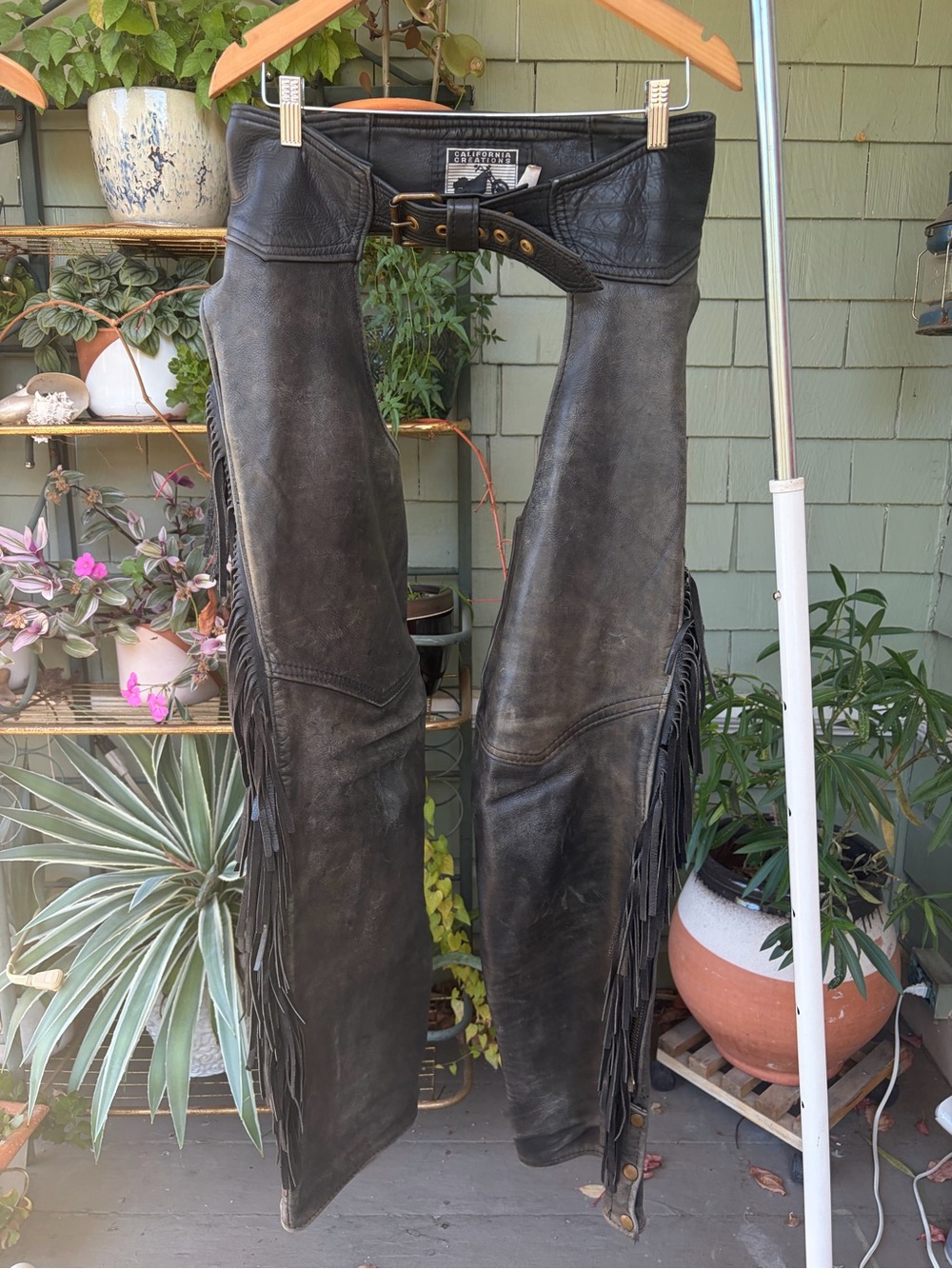 California Creations Men’s Motorcycle Leather Fringe Chaps